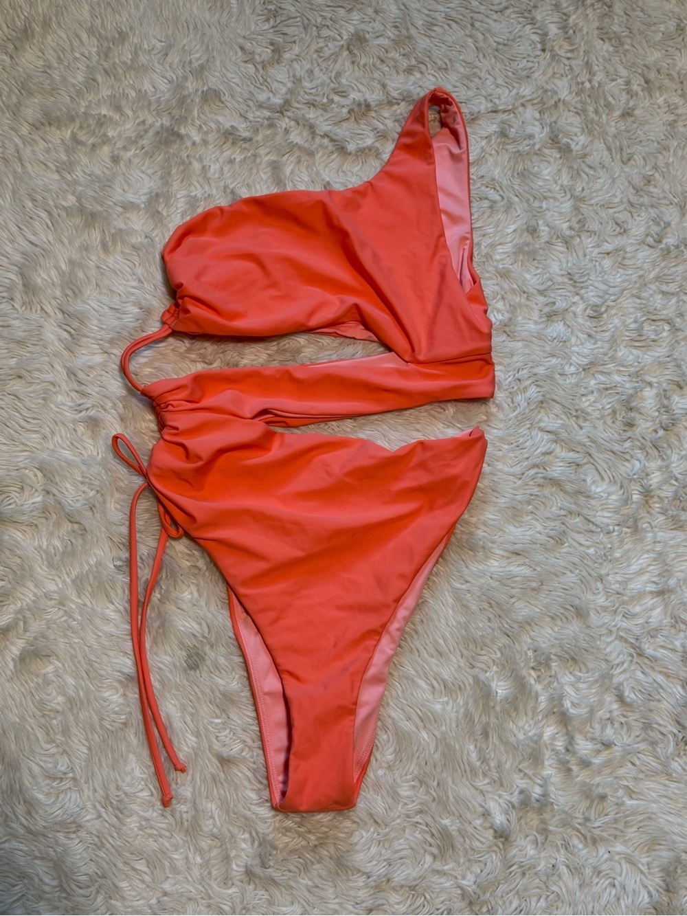 Ramy Brook One Shoulder Cutout One Piece Swimsuit Coral Pink - Size Medium